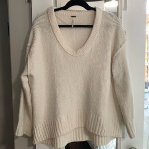 Free People Scoop Neck Cream Sweater
